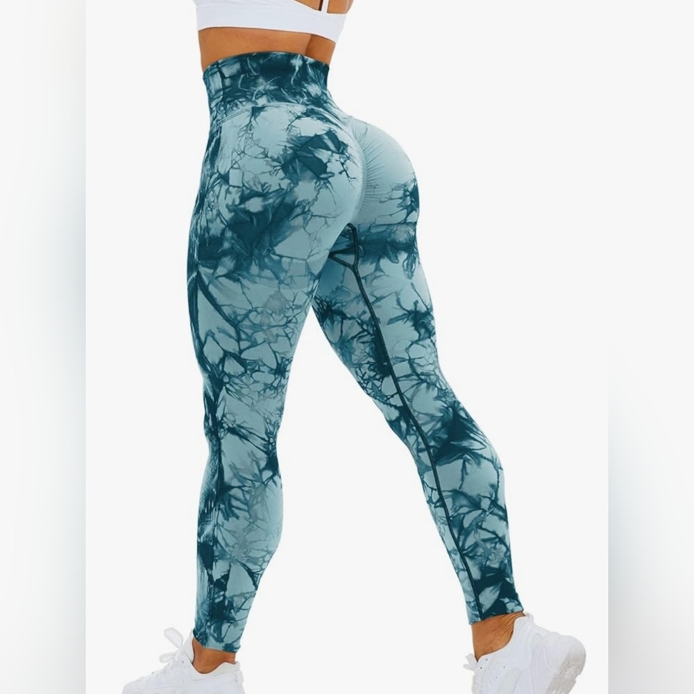 Women's Blue Tie-Dye High-Waisted Leggings XXL